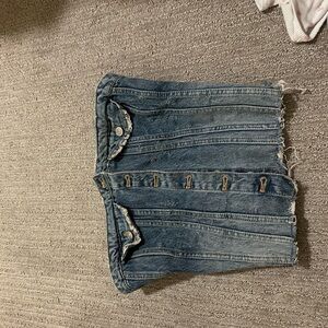 Zara Blue Denim Button-Up Top